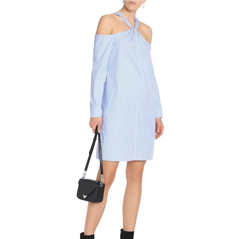Rag & Bone Collingwood Cold-Shoulder Striped Poplin Dress